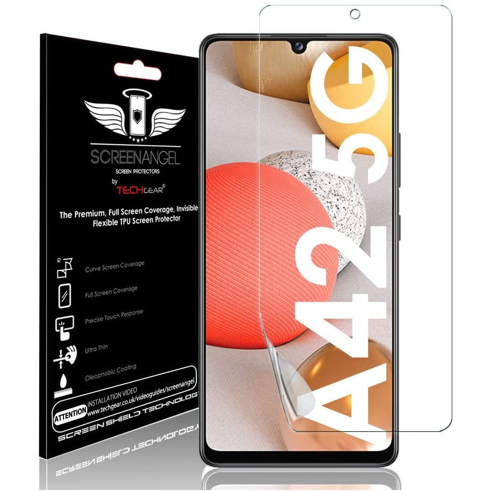 TECHGEAR Screen Protector fits Samsung Galaxy A42 5G [Screen Angel Edition][Case Friendly] [Bubble Free] [FULL Screen Coverage] TPU Film