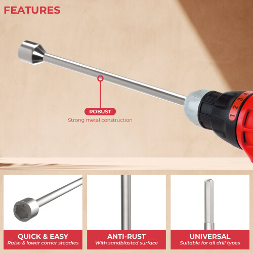 30cm Corner Steady Caravan Leg Winder Drill Extension Jack Socket 19mm Adapter 1