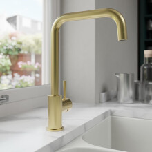 Modern Brushed Gold Kitchen Mixer Tap Mono Bloc Single Lever Sink Faucet Taps