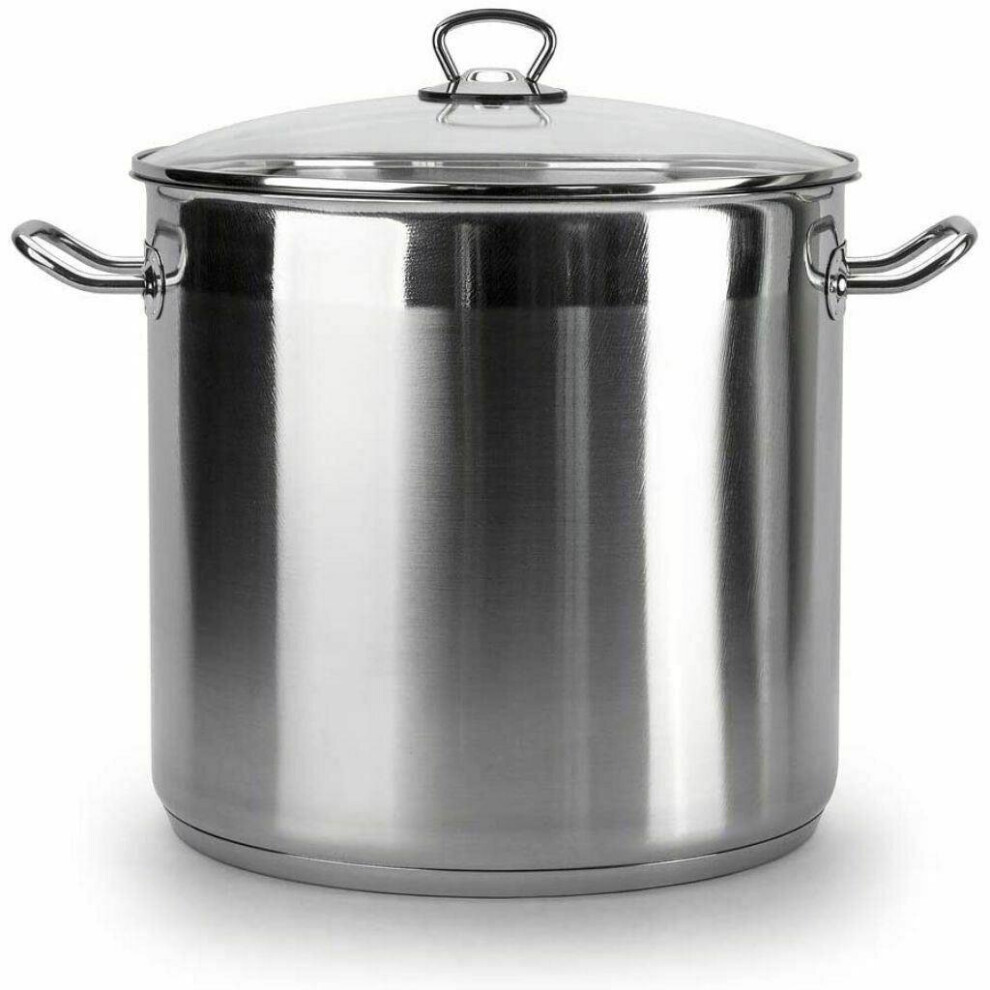 GEEZY 9 Litre Large Deep Stainless Steel Cooking Stock Pot Glass Lid Induction Base