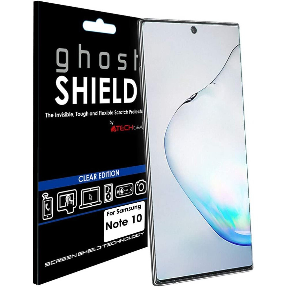 TECHGEAR Screen Protector fit Samsung Galaxy Note 10 [ghostSHIELD Edition] Reinforced TPU film Screen Protector [FULL Screen Coverage]