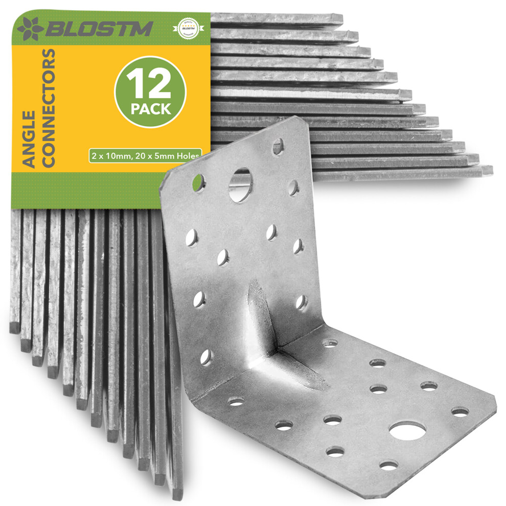 12 x Metal Galvanised Angle Brackets Heavy Duty Steel L Shape Braces 70x70x55mm