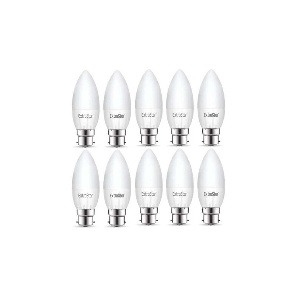 6W LED Candle Light Bulb B22, 6500K Daylight (Pack of 10)