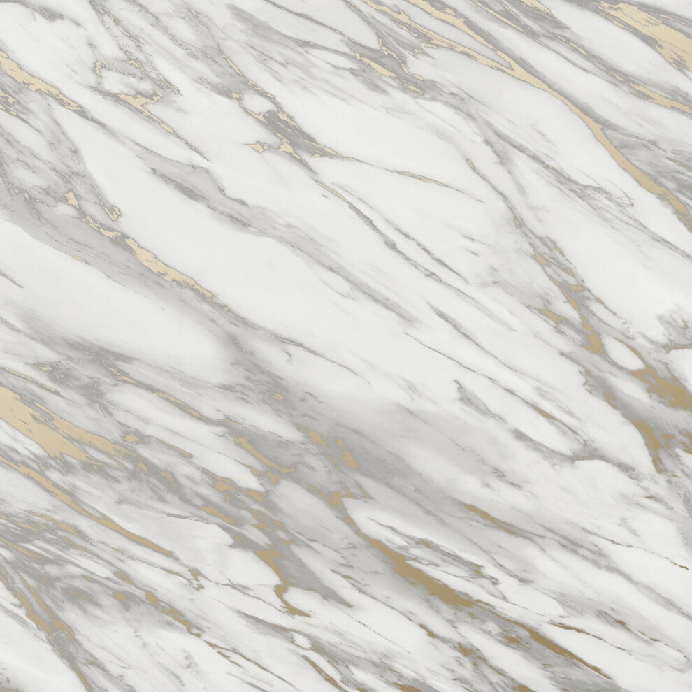 (White 284392) Rasch Realistic Marble Effect Metallic Wallpaper 5901638011732