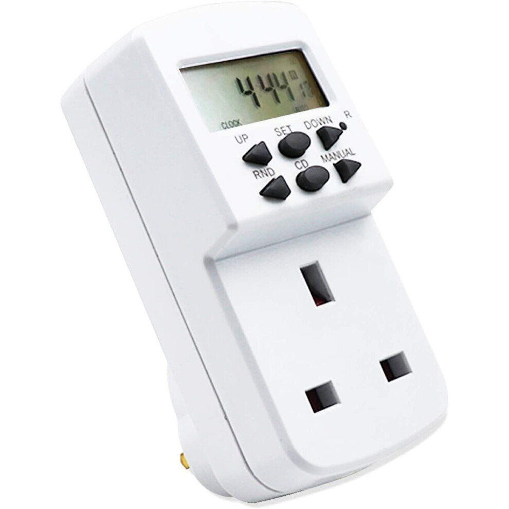 EXTRASTAR Electronic Digital Plug-in Socket Timer, Programmable Timer Socket with LCD Display 24 Hours/7 Days