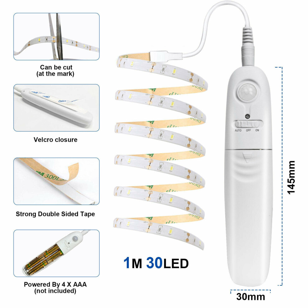 ExtraStar 1.7W LED Infrared Sensing Strip Light, 1M, White