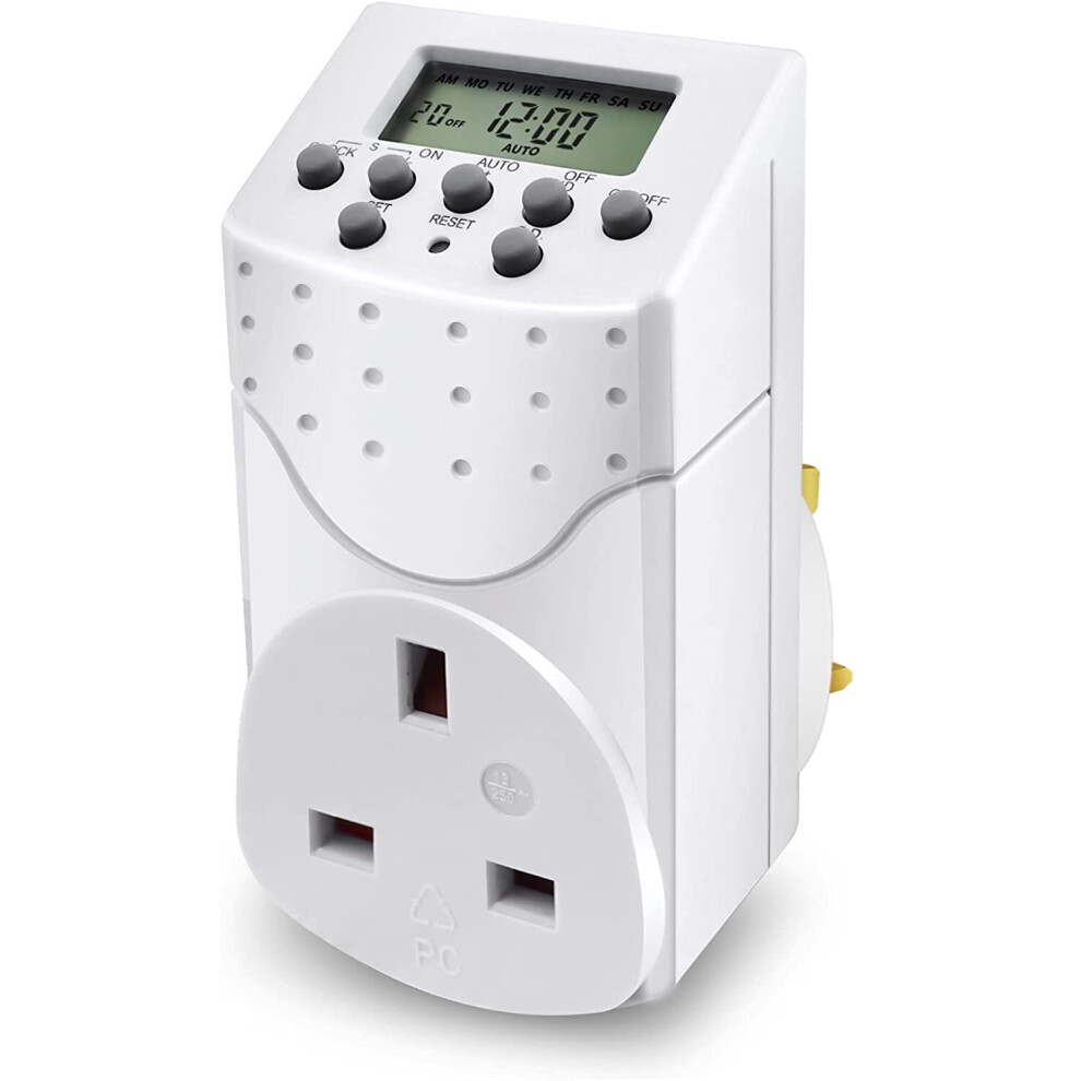 EXTRASTAR Digital Timer Plug Socket, 24 Hours/7 Day Weekly Electrical Programmable Plug-in Timer Switch