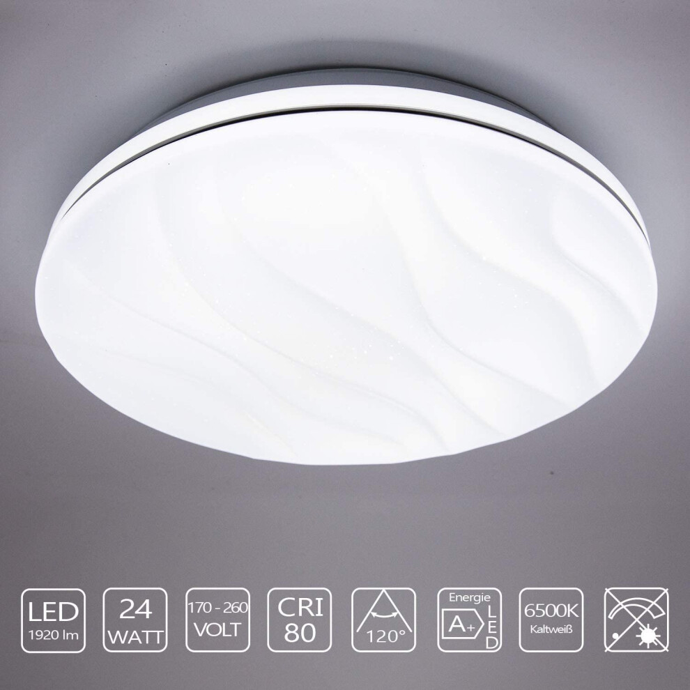 24W LED Wave Ceiling Light, 38cm, 6500K Daylight