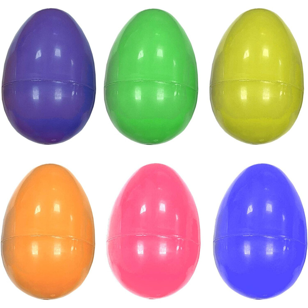 6 X Large Assorted Colour Fillable Plastic Surprise Easter Hunt Eggs