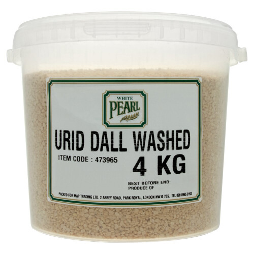 White Pearl Urid Dall Washed 4Kg (Pack of 1)
