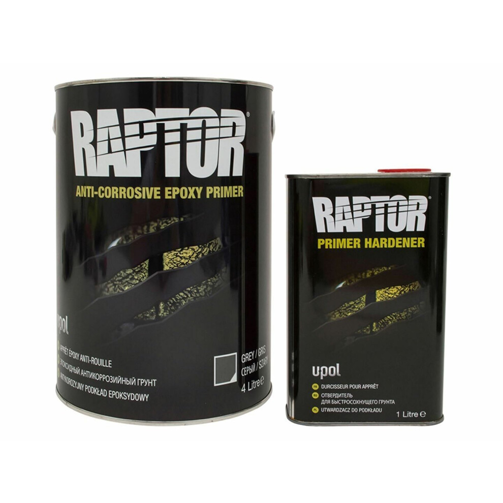 U-Pol Raptor Anti Corrosive Epoxy Primer Grey 5 litre Kit plus hardener Upol