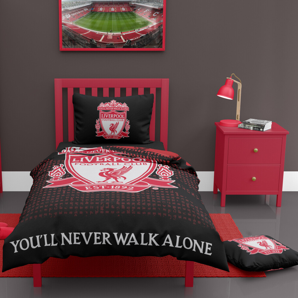 (Liverpool Football Duvet Cover Sets Bedding Single with Pillowcase) Liverpool Football LFC Mesh Duvet Cover Set