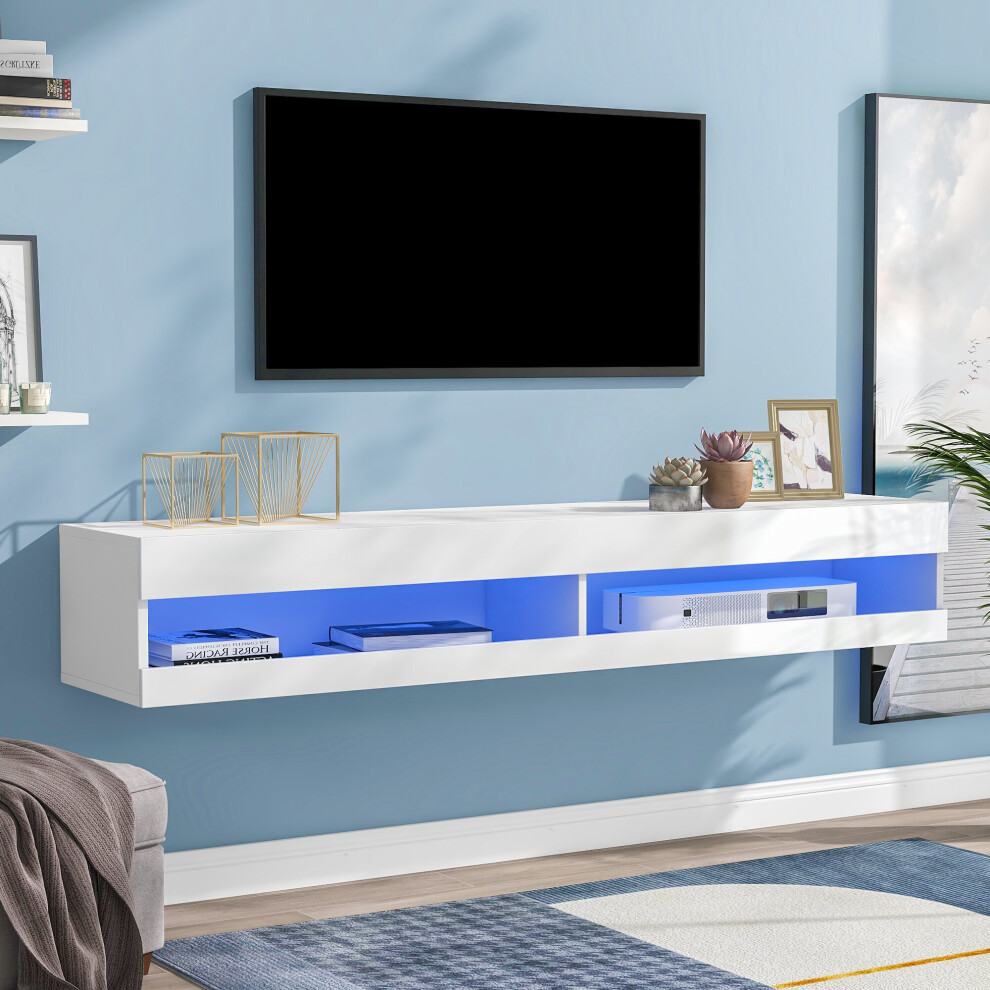 (White) Wall Mounted TV Stand, Entertainment Center Media Console
