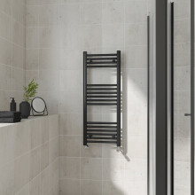 (Straight, 1000x400mm) Warmehaus Heated Towel Rail Black Bathroom Ladder Style Radiator Central Heating