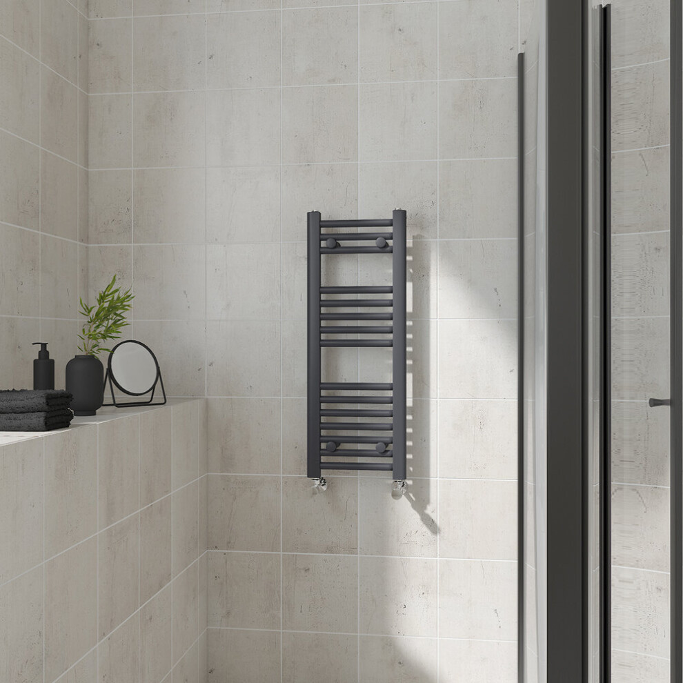 (Straight, 800x300mm) Warmehaus Heated Towel Rail Anthracite Bathroom Ladder Style Radiator Grey Central Heating