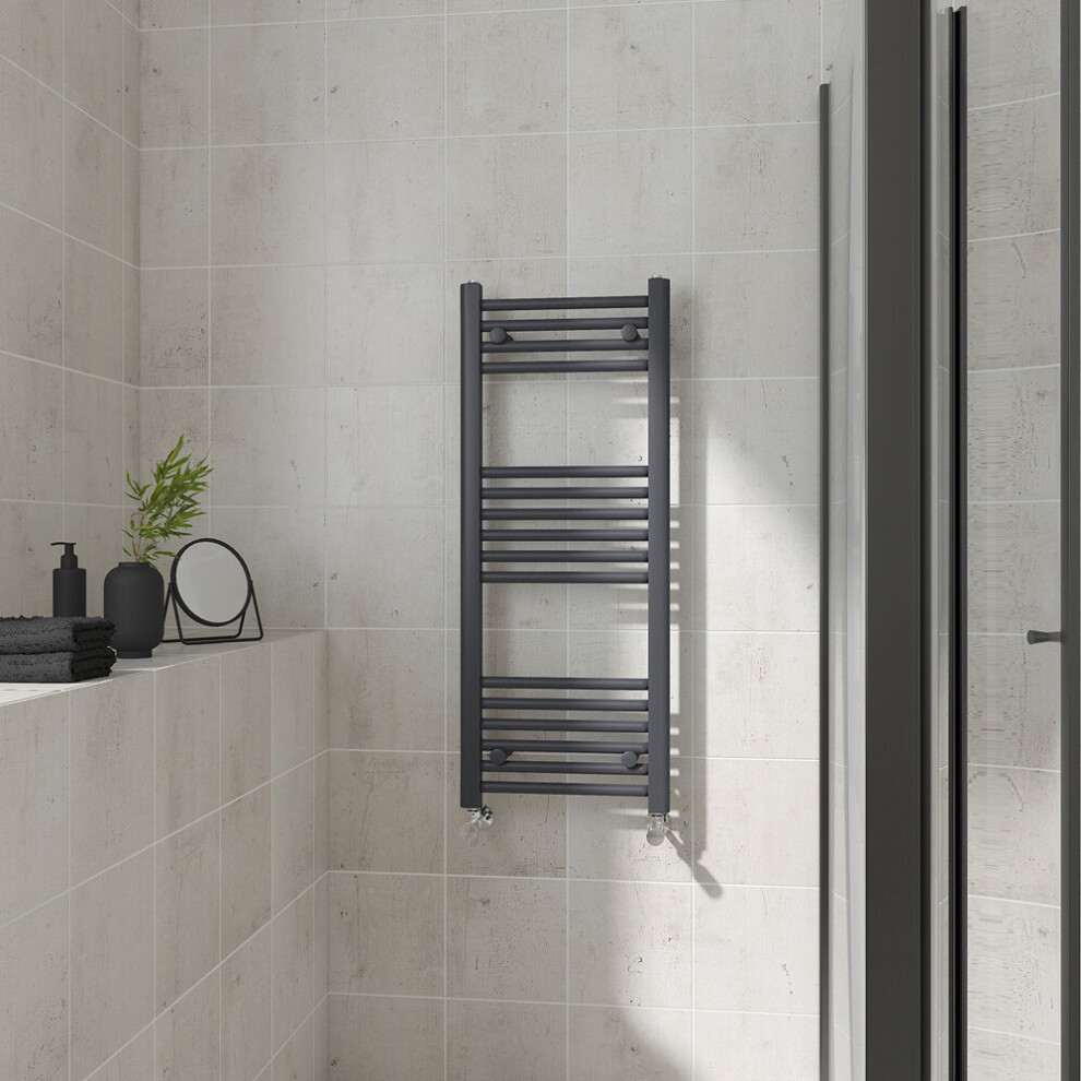 (Straight, 1000x400mm) Warmehaus Heated Towel Rail Anthracite Bathroom Ladder Style Radiator Grey Central Heating