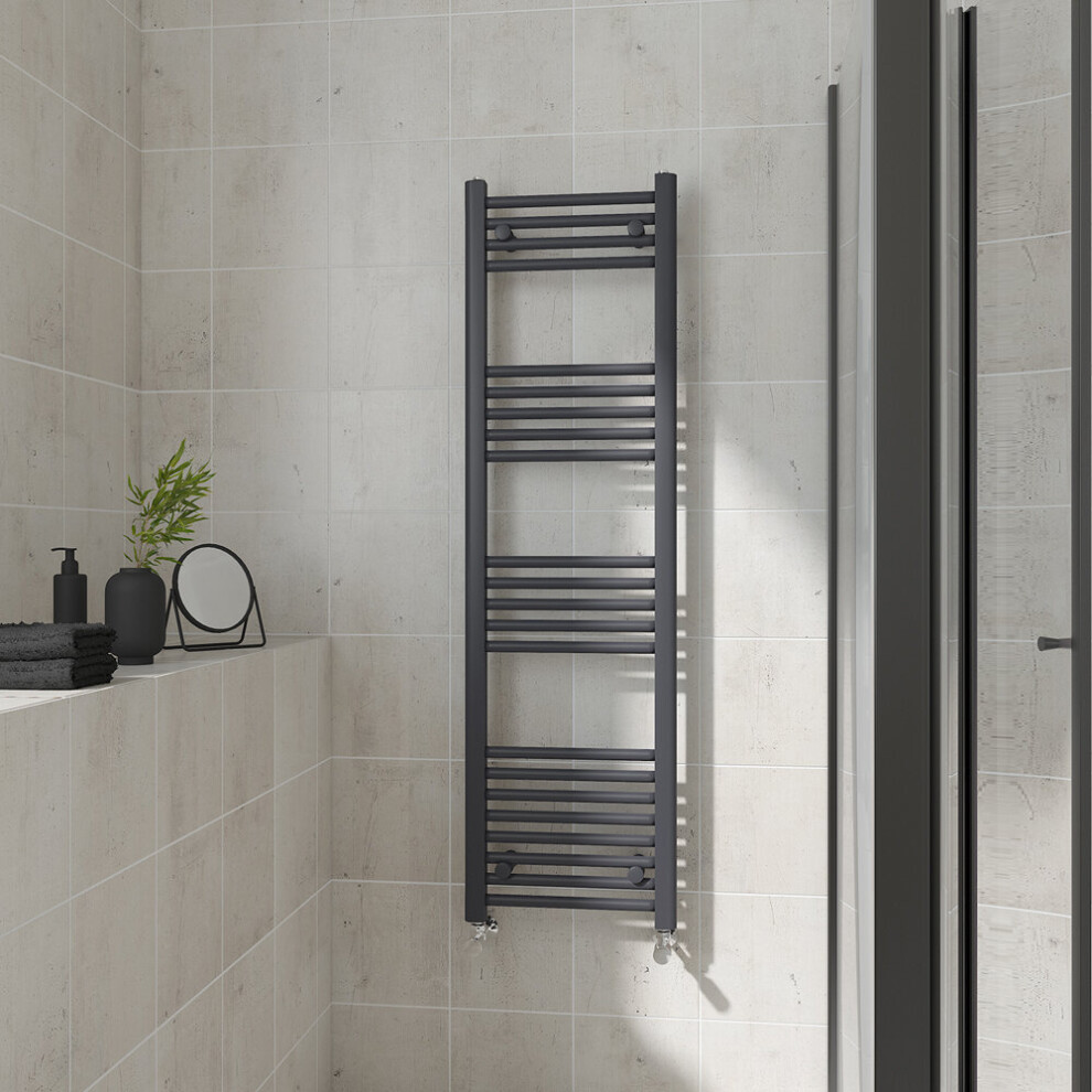 (Straight, 1400x400mm) Warmehaus Heated Towel Rail Anthracite Bathroom Ladder Style Radiator Grey Central Heating