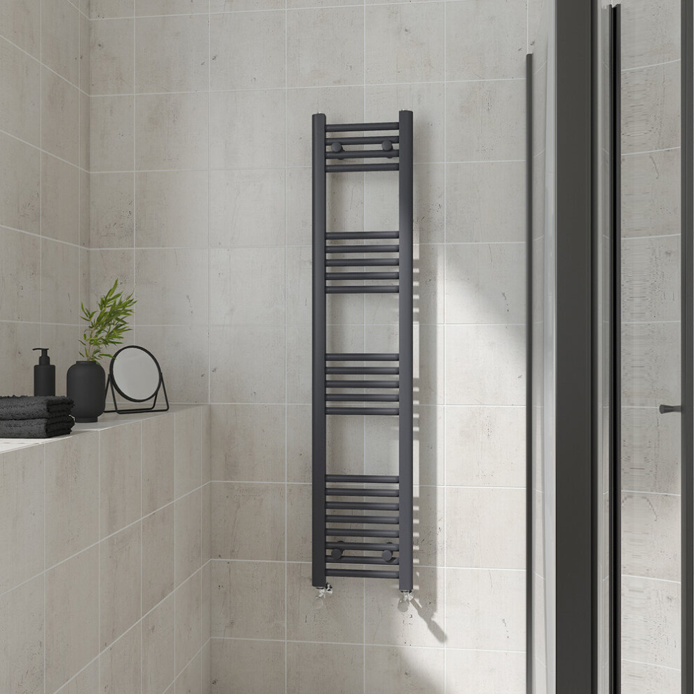 (Straight, 1400x300mm) Warmehaus Heated Towel Rail Anthracite Bathroom Ladder Style Radiator Grey Central Heating