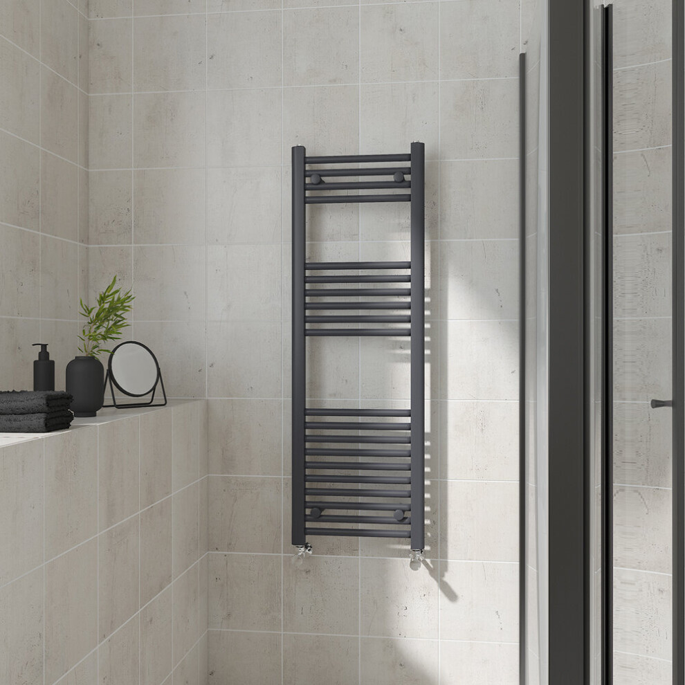 (Straight, 1200x400mm) Warmehaus Heated Towel Rail Anthracite Bathroom Ladder Style Radiator Grey Central Heating