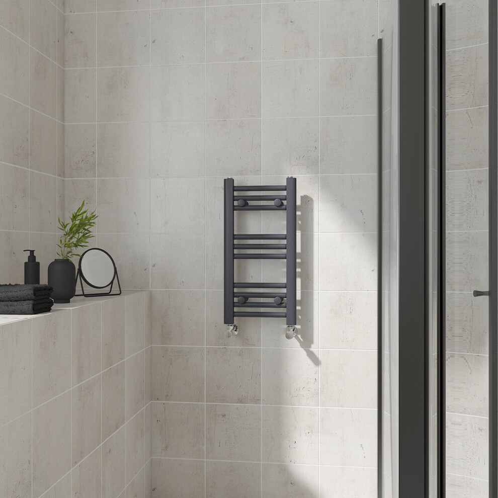 Warmehaus (Straight, 600X300mm) Heated Towel Rail Bathroom Ladder Style Radiator Central Heating Anthracite/Grey