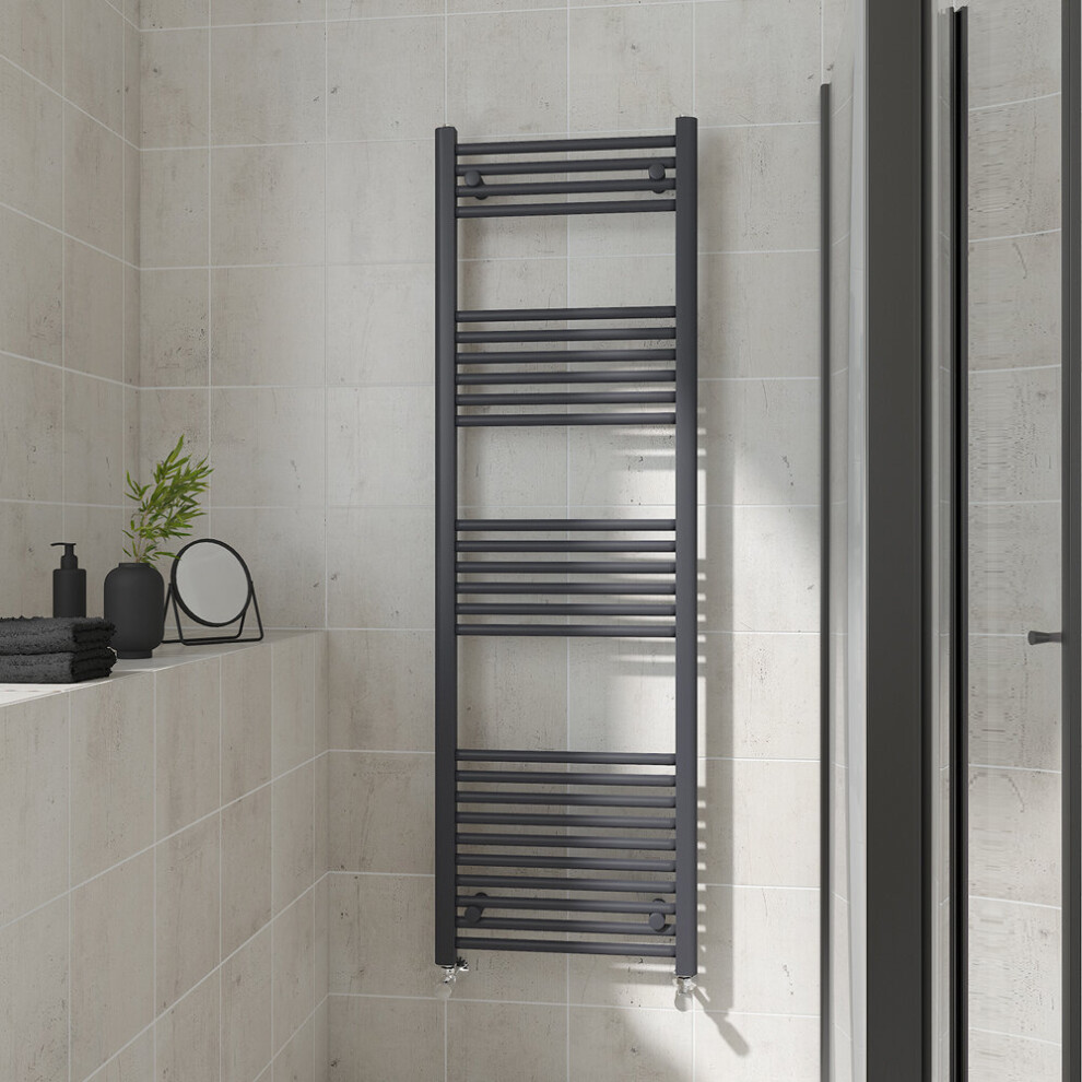 (Straight, 1600x500mm) Warmehaus Heated Towel Rail Anthracite Bathroom Ladder Style Radiator Grey Central Heating