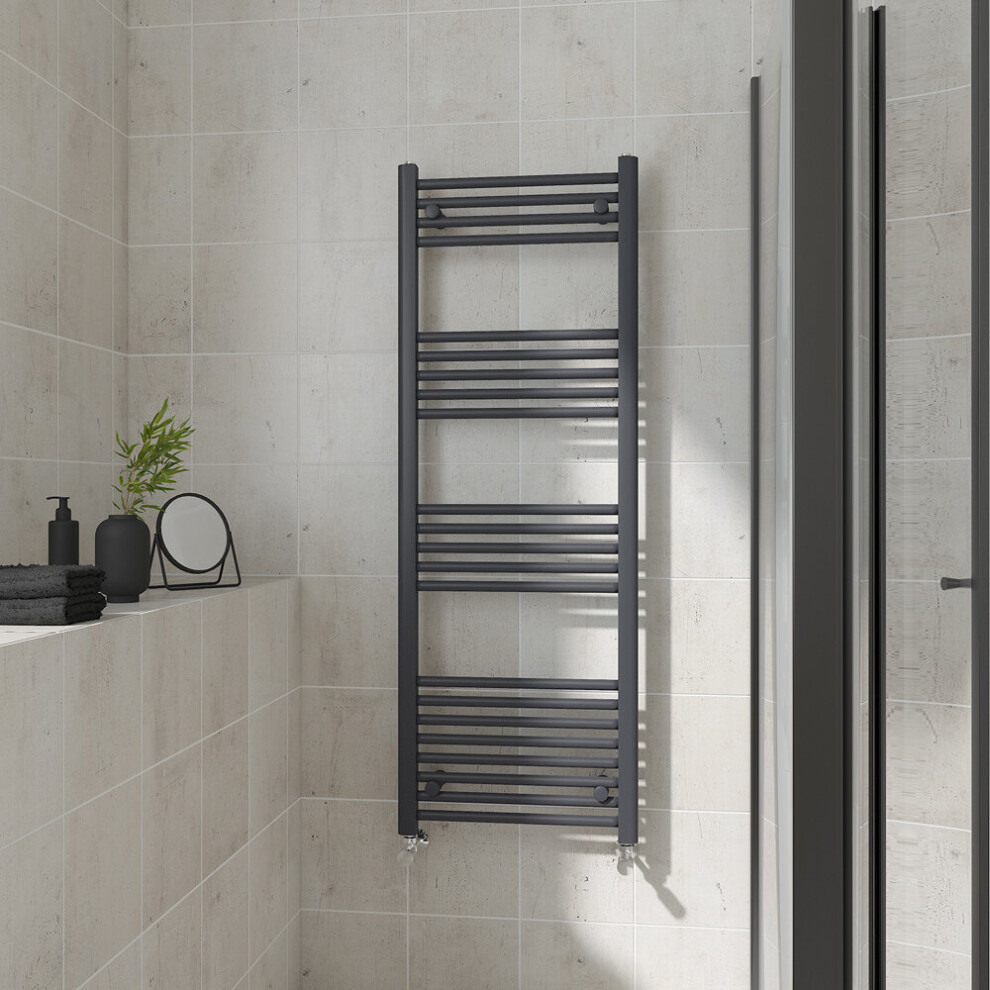 (Straight, 1400x500mm) Warmehaus Heated Towel Rail Anthracite Bathroom Ladder Style Radiator Grey Central Heating