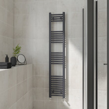 (Straight, 1600x300mm) Warmehaus Heated Towel Rail Anthracite Bathroom Ladder Style Radiator Grey Central Heating
