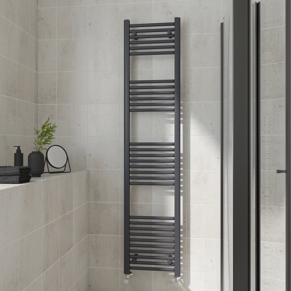 (Straight, 1800x400mm) Warmehaus Heated Towel Rail Anthracite Bathroom Ladder Style Radiator Grey Central Heating