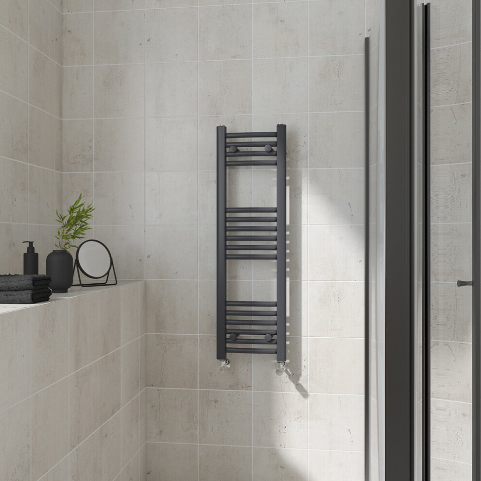 (Curved, 1000x300mm) Warmehaus Heated Towel Rail Anthracite Bathroom Ladder Style Radiator Grey Central Heating