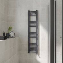 (Curved, 1400x300mm) Warmehaus Heated Towel Rail Anthracite Bathroom Ladder Style Radiator Grey Central Heating