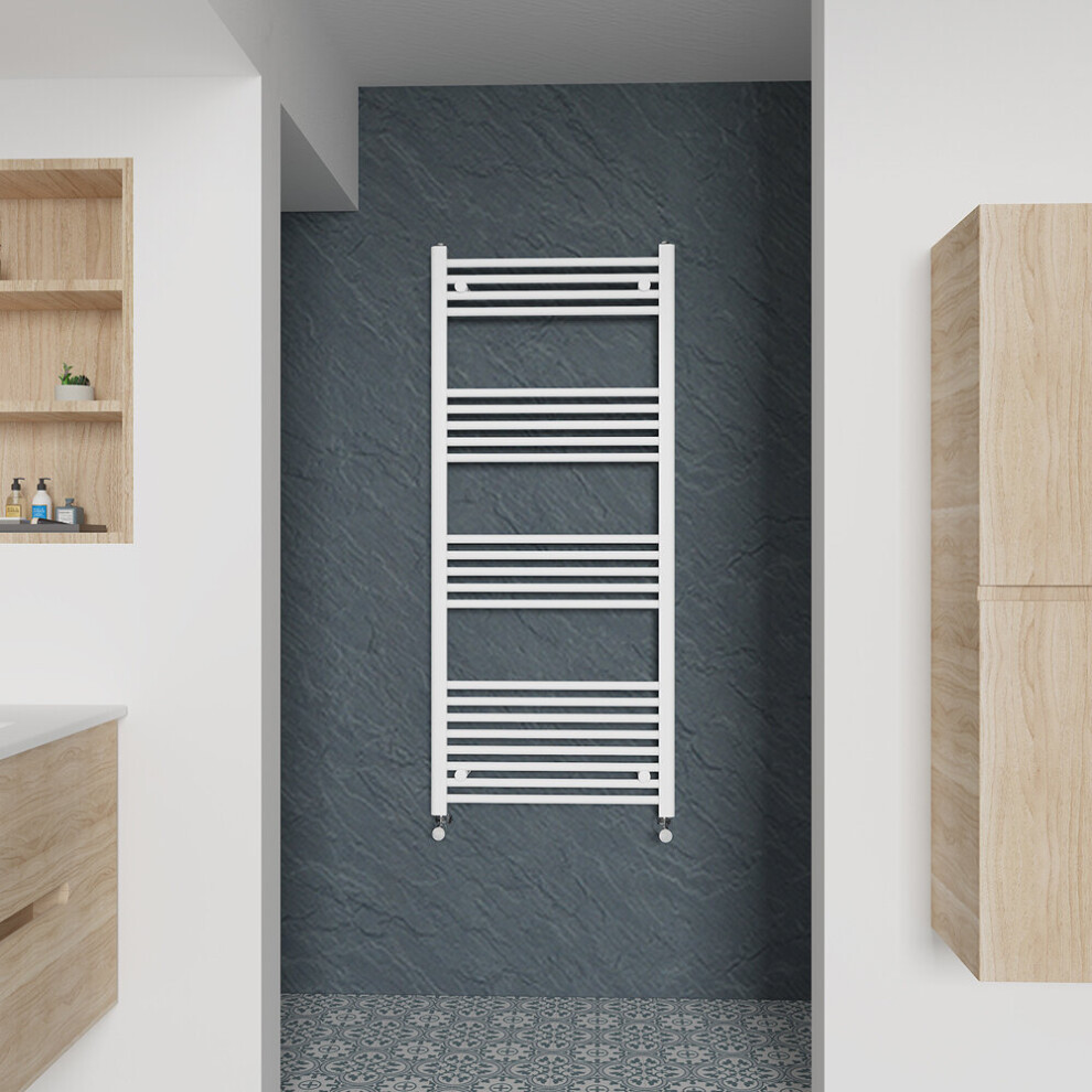 (Straight, 1400x600mm) Warmehaus Heated Towel Rail White Bathroom Ladder Style Radiator Central Heating