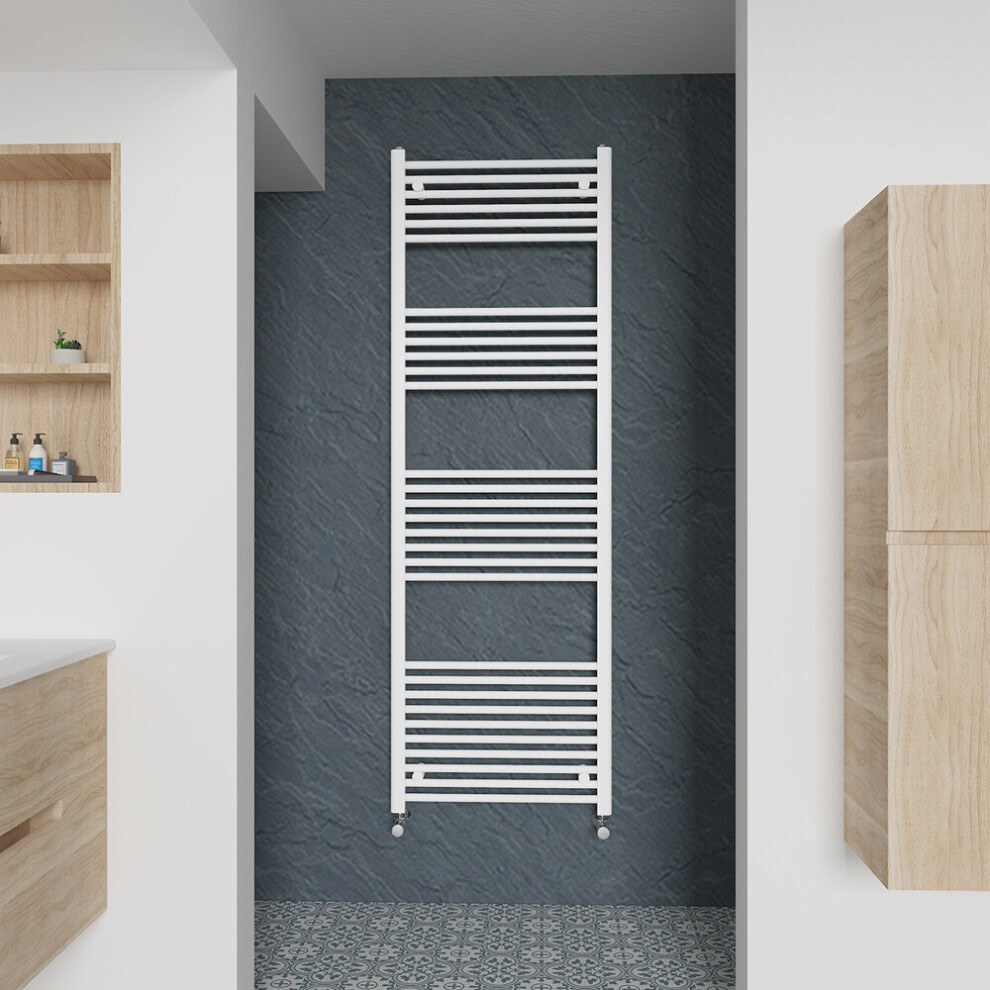 (Straight, 1800x600mm) Warmehaus Heated Towel Rail White Bathroom Ladder Style Radiator Central Heating