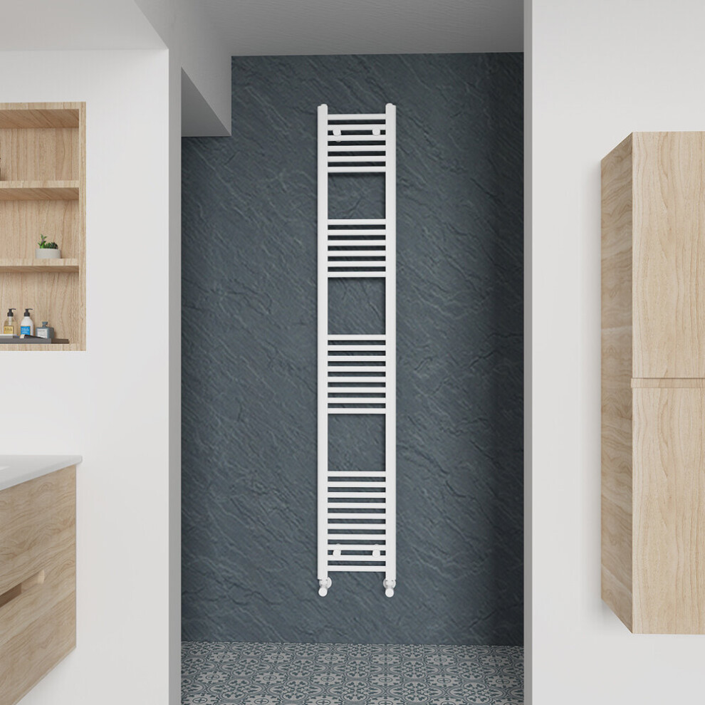 (Straight, 1800x300mm) Warmehaus Heated Towel Rail White Bathroom Ladder Style Radiator Central Heating