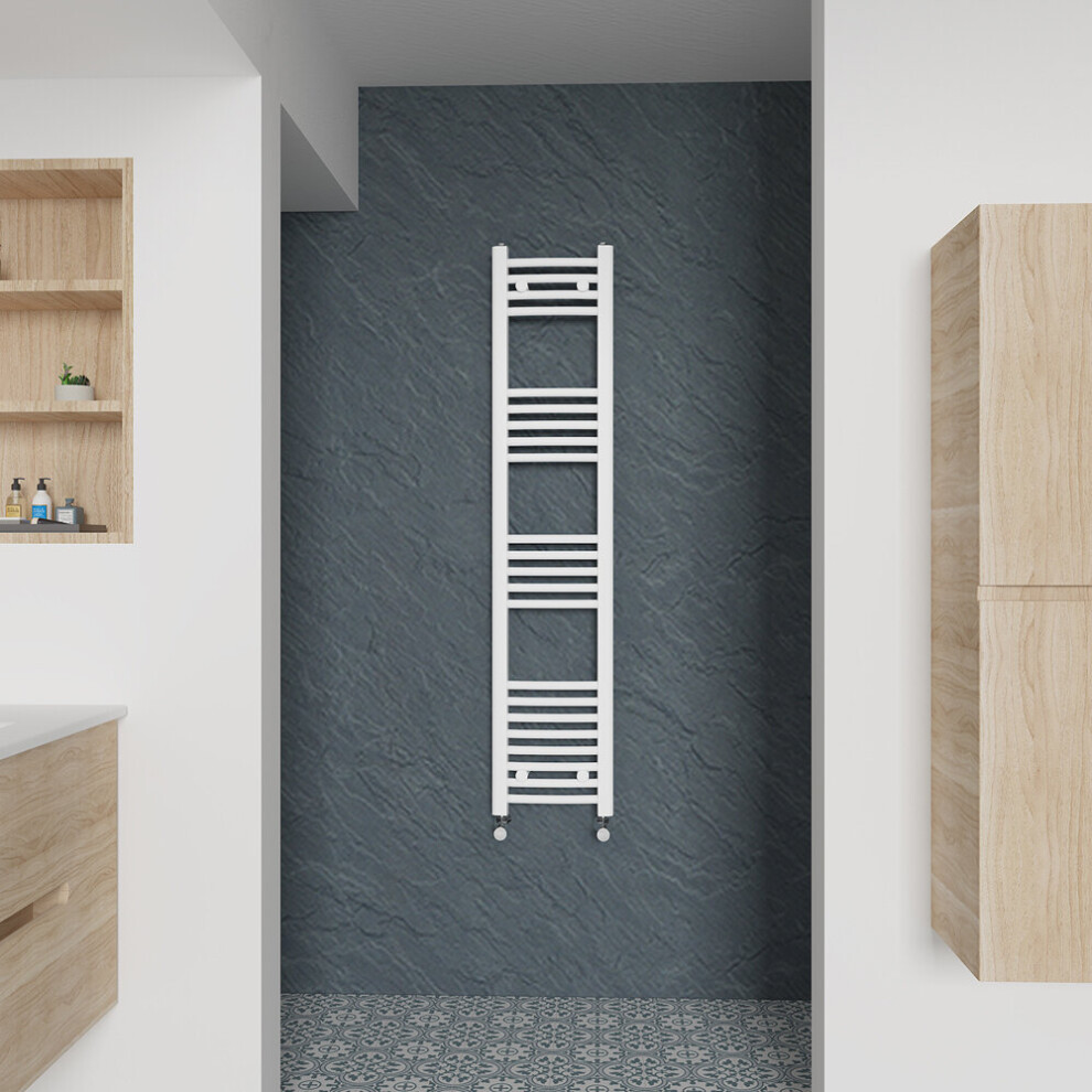 (Curved, 1400x300mm) Warmehaus Heated Towel Rail White Bathroom Ladder Style Radiator Central Heating