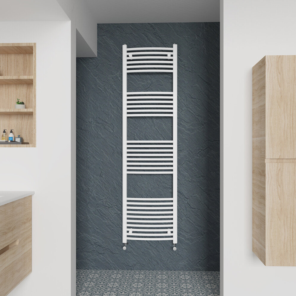 Warmehaus (Curved, 1800X500mm) Heated Towel Rail Bathroom Ladder Style Radiator Central Heating White