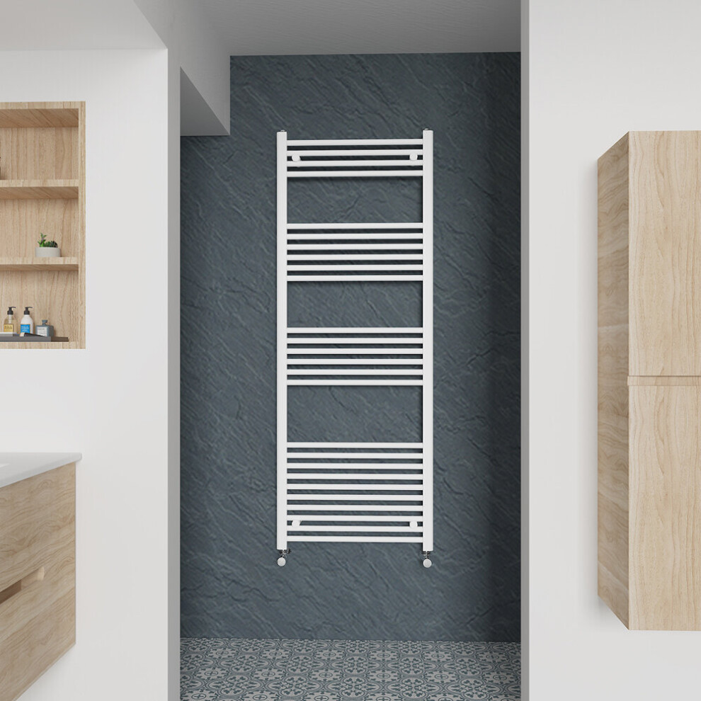 (Straight, 1600x600mm) Warmehaus Heated Towel Rail White Bathroom Ladder Style Radiator Central Heating