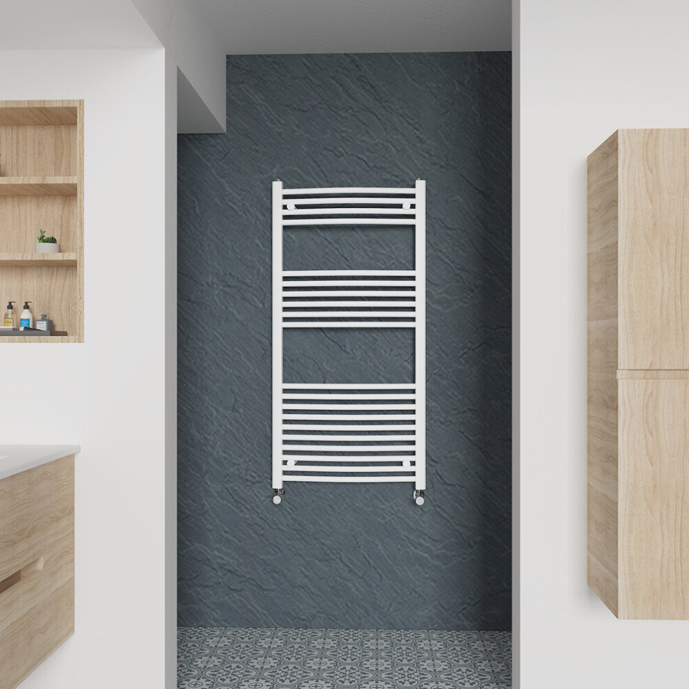 Warmehaus (Curved, 1200X600mm) Heated Towel Rail Bathroom Ladder Style Radiator Central Heating White