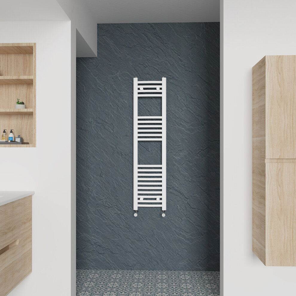 (Curved, 1200x300mm) Warmehaus Heated Towel Rail White Bathroom Ladder Style Radiator Central Heating