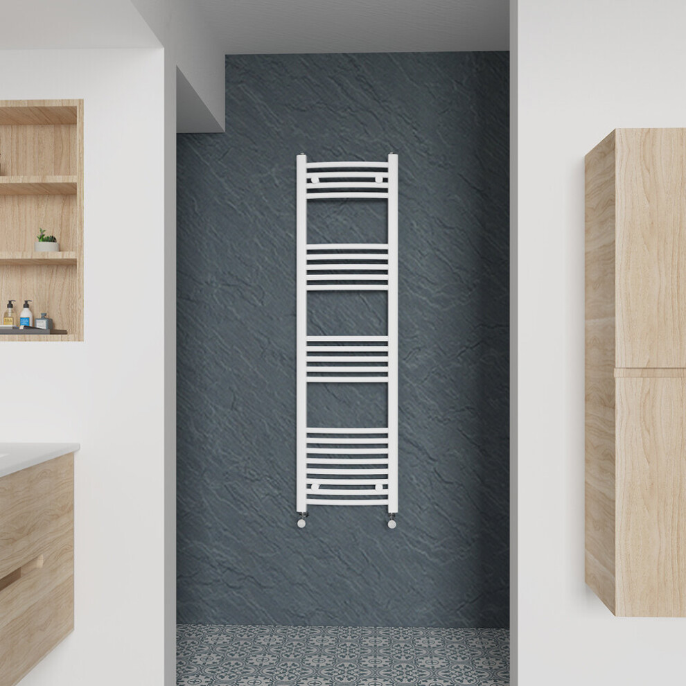 (Curved, 1400x400mm) Warmehaus Heated Towel Rail White Bathroom Ladder Style Radiator Central Heating