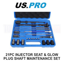 US PRO Tools 21pc Injector Seat &amp; Glow Plug Shaft Maintenance Set Reamers 5645