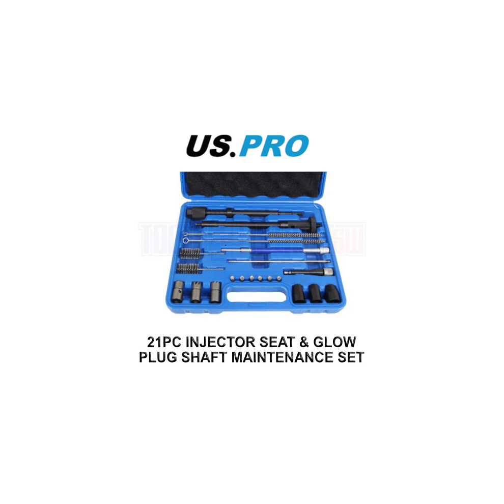 US PRO Tools 21pc Injector Seat & Glow Plug Shaft Maintenance Set Reamers 5645