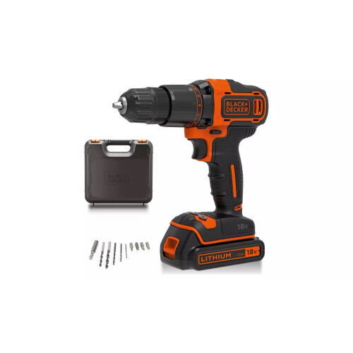 Black + Decker Black + Decker Cordless Hammer Drill with Battery - 18V 1