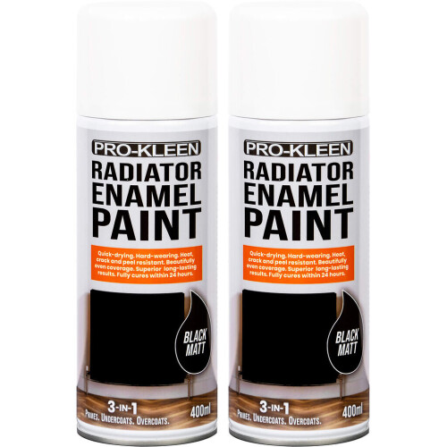 Pro-Kleen (Twin, Black Matt) Pro-Kleen Enamel Radiator Paint (Matt)