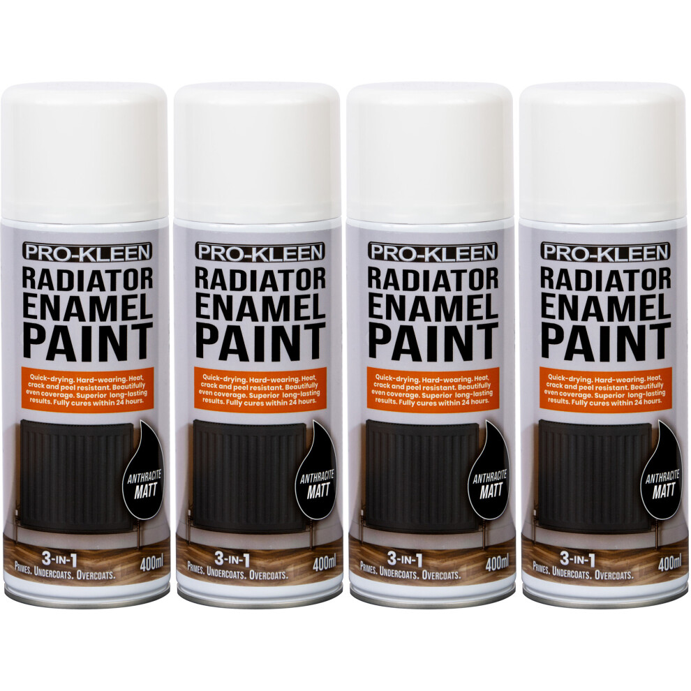 (Four, Anthracite Matt) Pro-Kleen Enamel Radiator Paint (Matt)