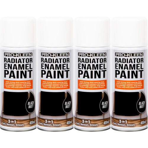 Pro-Kleen (Four, Black Matt) Pro-Kleen Enamel Radiator Paint (Matt)