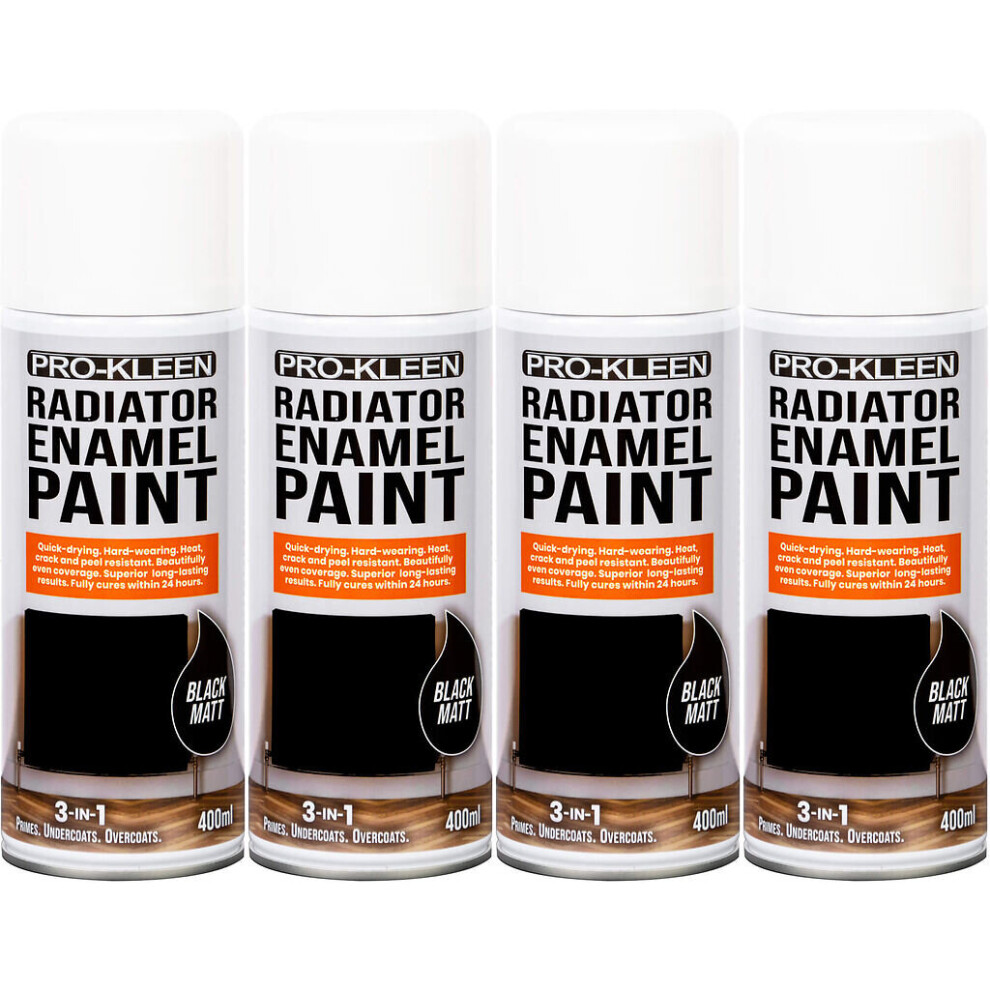 (Four, Black Matt) Pro-Kleen Enamel Radiator Paint (Matt)