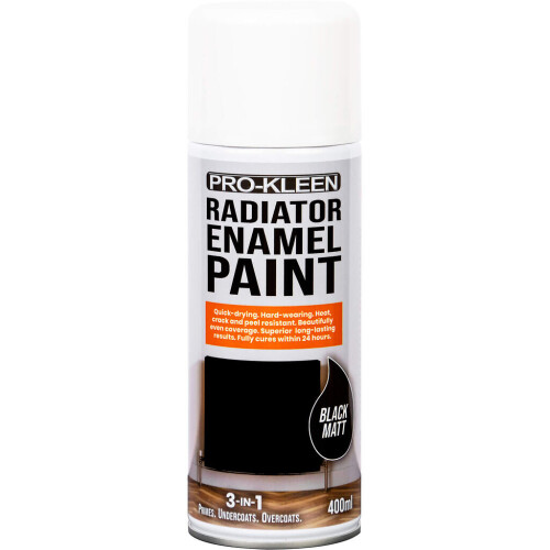 Pro-Kleen (Single, Black Matt) Pro-Kleen Enamel Radiator Paint (Matt)