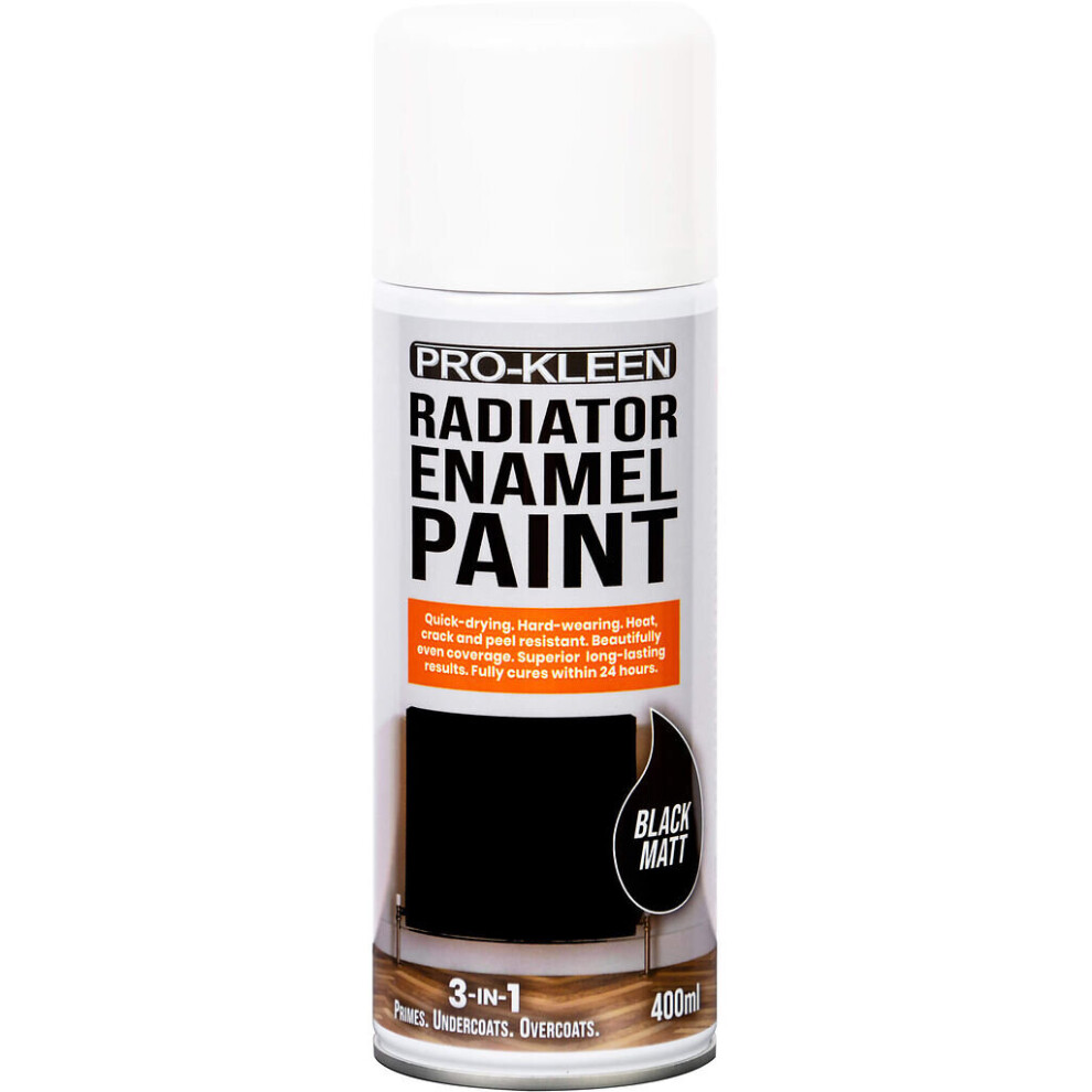 (Single, Black Matt) Pro-Kleen Enamel Radiator Paint (Matt)