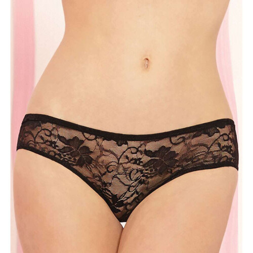 (White, S) Women's Open Crotch Ruffle Back Lace Boyshort Panty 2