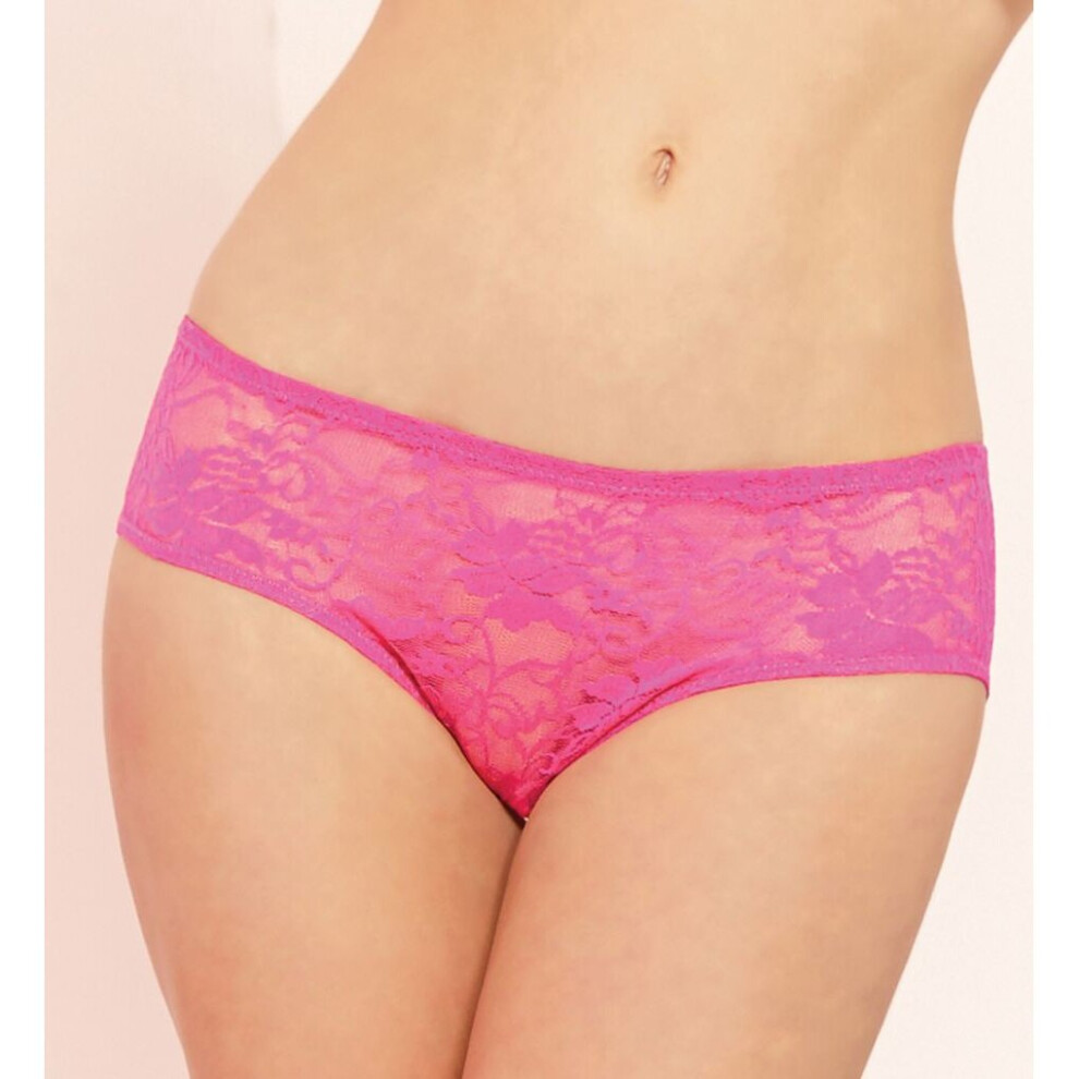 Obmeifu Black (, S) Women's Open Crotch Ruffle Back Lace Boyshort Panty